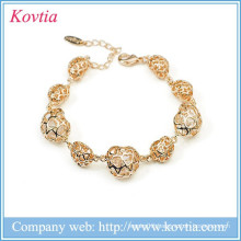 Fashion love bracelet gold chain link bracelets cubic heart bobble bracelet with AAA zircon